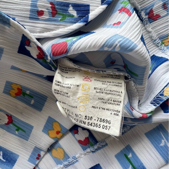 Vintage 90s Tulip Floral Top Button Up Blouse Size 6 - Picture 5 of 5